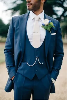 

2019 New Style Men Wedding Suits Groom Tuxedo Best Man Party Prom Wedding Suits Groomsman Tailcoat (Jacket+Vest+Pants)