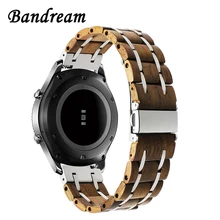 Натуральная древесина+ ремешок из нержавеющей стали 22 мм для samsung gear S3 Classic Frontier gear 2 Neo Live Quick Release ремешок для часов