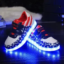 2017 nueva moda de cinco puntas estrella de luz de carga USB llevó la luz zapatos de los niños zapatos de los niños luces kids shoes sneakers luces niño ru