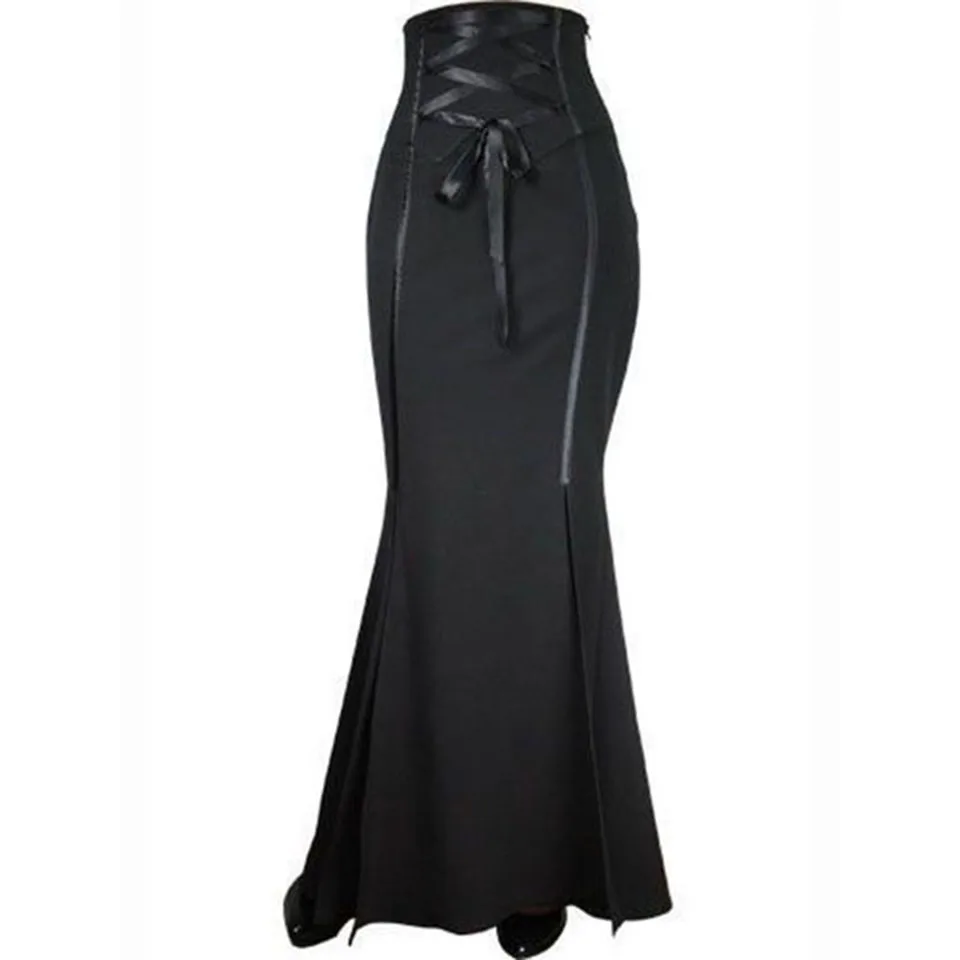 Bohoartist Women Long Gothic Skirt Trumpet Mermaid Ankle Length Slim
