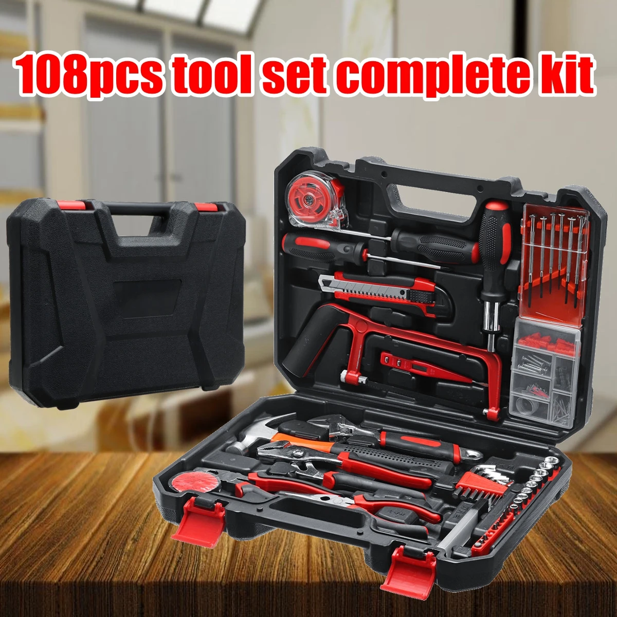 

128pcs Socket Wrench Tool Set Auto Repair Mixed Tool Combination Package Hand Tool Kit with Plastic Toolbox Storage Case
