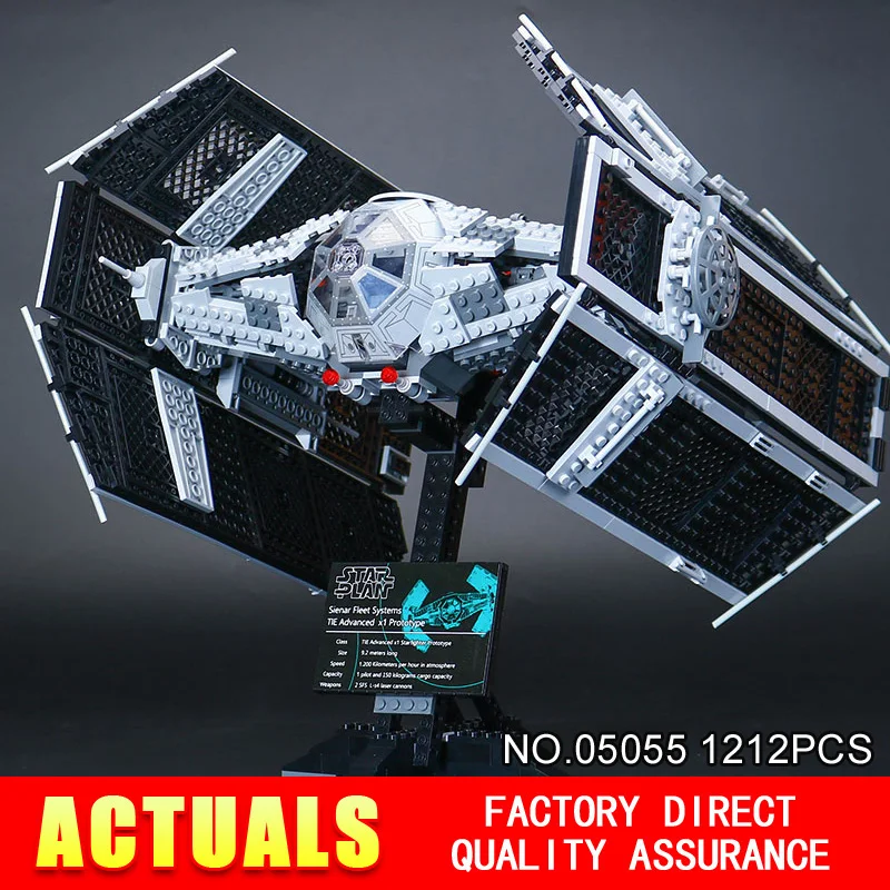 

LEPIN 05055 1212Pcs STAR Toy Vader TIE advanced fighter aircraft Model Building Kit Blocks Bricks Compatible Children 10175 WARS