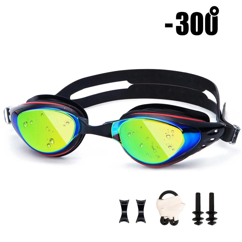 UTOBEST оптические очки для плавания Анти-туман мужские Плавание ming очки Защита от ультрафиолетовых лучей регулируемые близорукость Плавание очки Плавание ming кепки - Цвет: Myopia 300