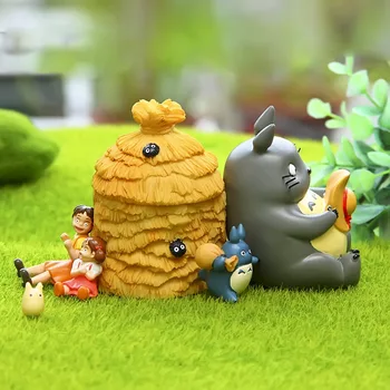 

Candice guo plastic toy mini model cartoon animal totoro Hayao Miyazaki anime scene kid birthday gift christmas present 6pcs/set