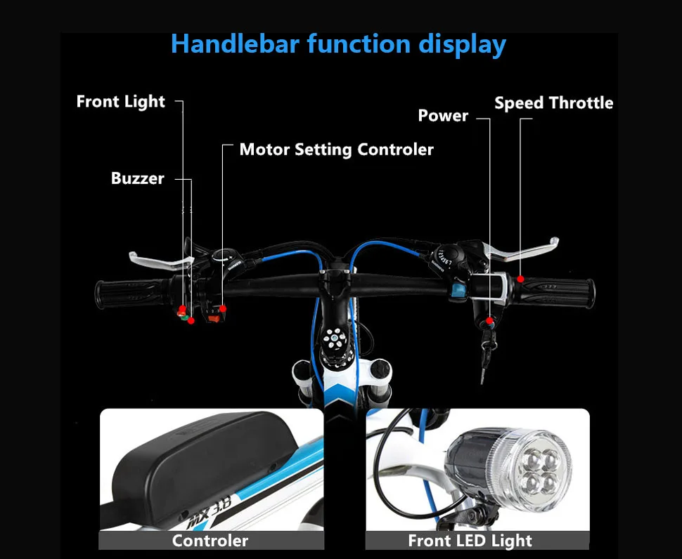 Top Lankeleisi MX3.8 Mans 21 Speeds Electric Bicycle 240Watt 48V Disc Brakes 6
