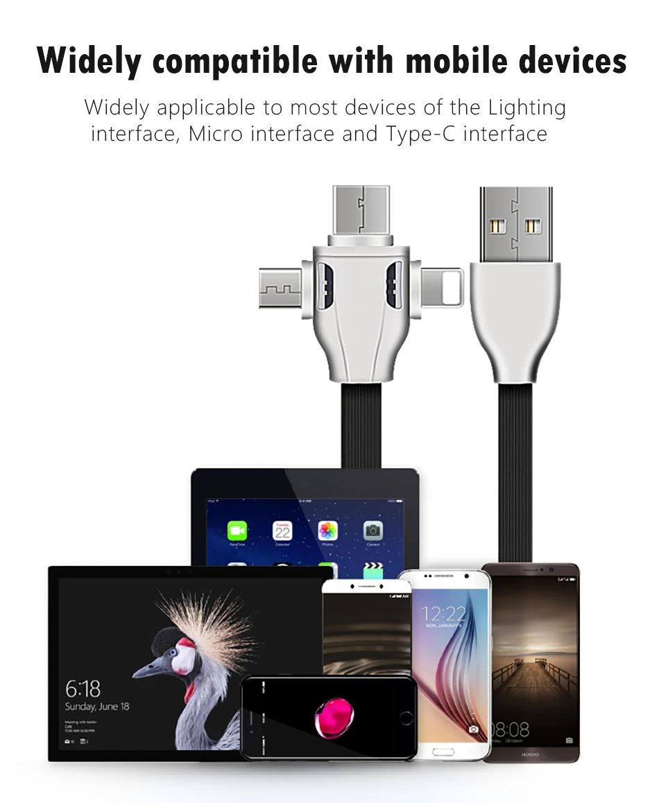 NOHON 3 in 1 USB Cable 8 Pin Micro USB Type C Cable For iPhone 8 7 Plus X XS MAX XR Fast Charging For Samsung Android Phone Cord (10)