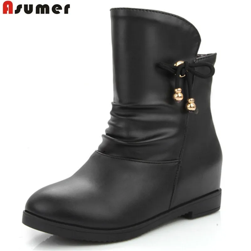 

ASUMER 2020 hot sale new arrive women boots fashion height increasing ladies boots simple solid color ankle boots