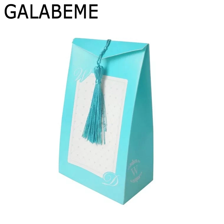 Galabeme 10 шт. романтический свадебный синий Бумага коробка конфет с Ленточки DIY