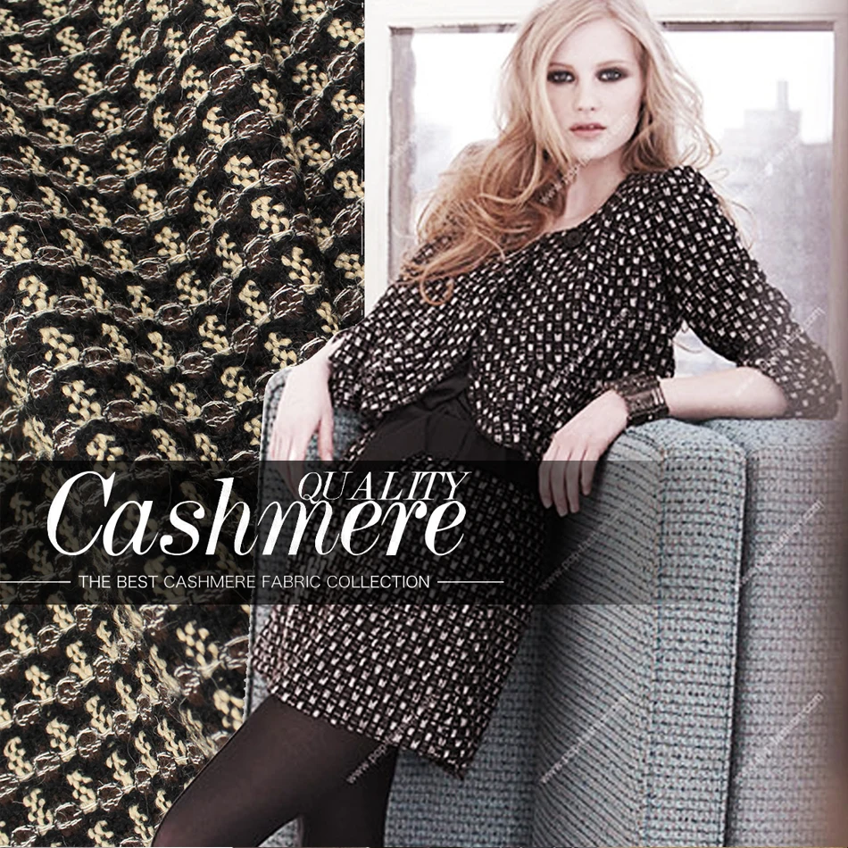 Тяжелая бежевая кофейная черная переплетенная ткань, модная шерстяная ткань для пальто W1H71