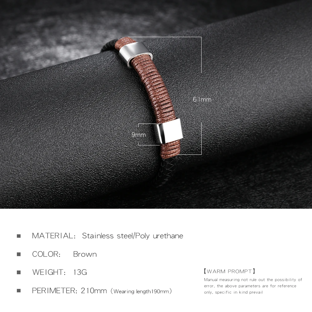 FATE LOVE New Casual Male Men Statement Bracelets & Bangles Jewelry Black PU Leather Wristlet Fashion Jewelry PH1231