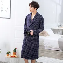 Летние Для мужчин халат хлопковый в сетку свободные удобные кимоно с листьями халаты Домашняя одежда ночные халаты