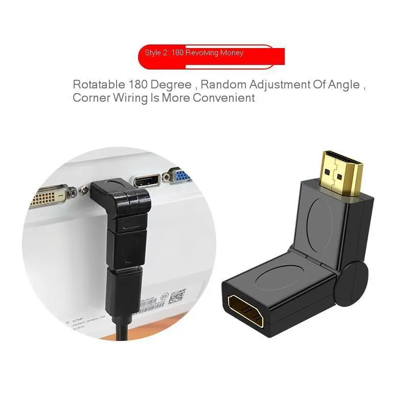 HDMI адаптер 180 и 360 градусов локоть HD линия передачи данных HDMI Male-Female удлинитель адаптер для компьютера камеры