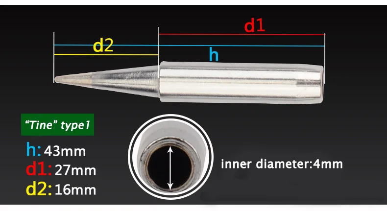 Сменный наконечник паяльника без лидера внутренний диаметр паяльника: 4 мм для паяльной станции 936