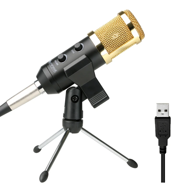 

HAWEEL 2.5m Handheld Mic Universal Sound Recording Microphone with Tripod Stand Compatible with PC and Mac for Live Broadcast