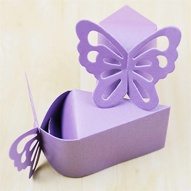 20 шт подарочные коробки для конфет с бабочкой, коробки для шоколада, торта, стильные декоративные сумки для свадебной вечеринки - Цвет: purple butterfly