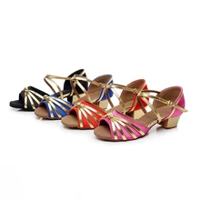 Ballroom Salsa tango latin dance shoes low heels dancing for kids girls children women ladies in stock