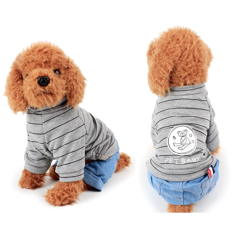 

Fashion Autumn Casual Pet Dog Clothes Coverall For Cute Small Dog Winter Warm Casual Wear Jeans For Pet Poodle XS-XL