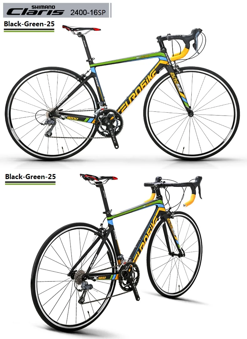 Perfect EUROBIKE 700C Full Carbon Fiber 47cm Frame Complete Racing  Bicycle 16 Speed  Claris 2400 Gears  Road Bike 9