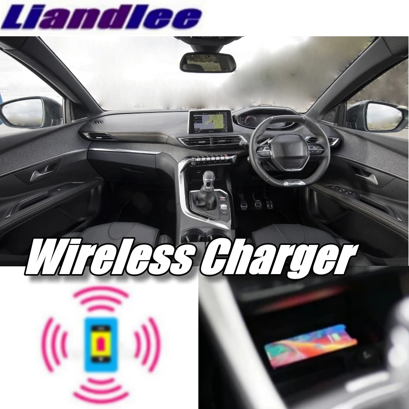 Liandlee Wireless Car Phone Charg er Armrest Storage Compartment Fast qi Charging For Peugeot 5008 MK2