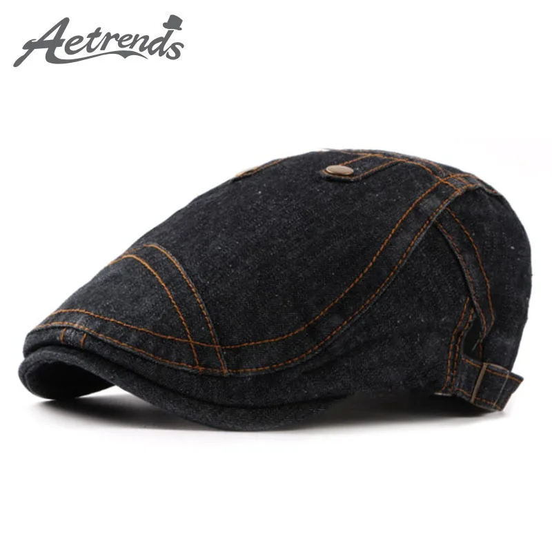

[AETRENDS] 2017 New Fashion Beret Hats for Men Women Denim Berets Caps Z-5264