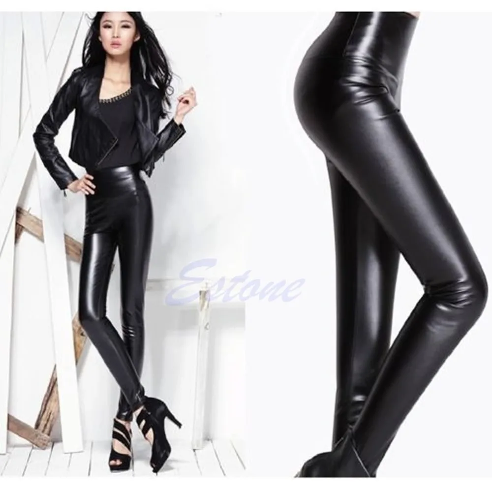

Sexy Lady High Waisted Women's Faux Leather Stretch Skinny Pants Slim Leggings