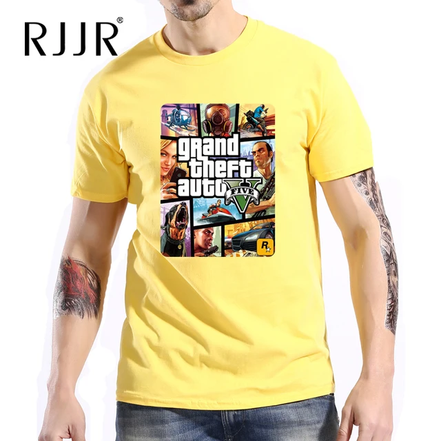 RJJR Grand Theft Auto GTA T Shirt Men Street GTA 5 T shirt Men Famous