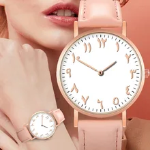 Reloj de pulsera de cuarzo simple para mujer con números arábicos de lujo, reloj de pulsera con características para mujer, nuevo reloj Casual Q3