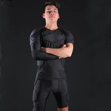 Короткий рукав Для мужчин футбольные баскетбольные хоккейный тренировочный жилет спортивные Рашгард Топы Быстросохнущий бесшовный бюстгальтер Защитная Рубашка