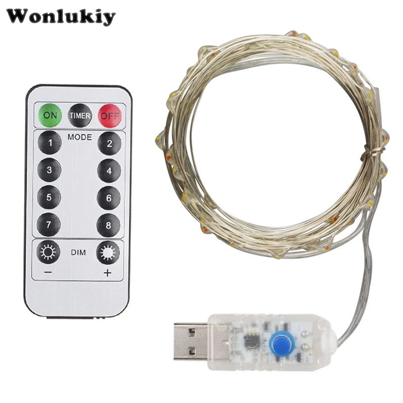 

5M 10M USB Port LED Silver Copper Wire String Lights With Remote Controller For Christmas Holiday Party Home Decoration Garlands