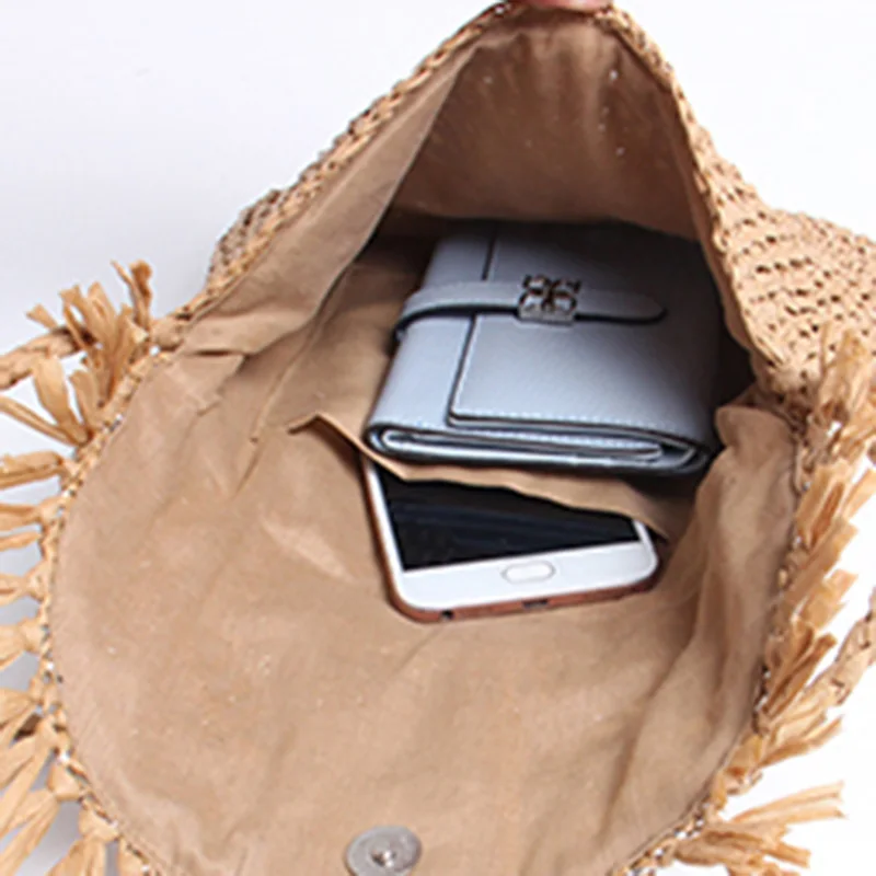 New Women Beach Tassel Straw Bags INS Popular Summer Female Handbag Fashion Lady Woven Shoulder Bag Casual Knit Crossbody SS3286 (13)