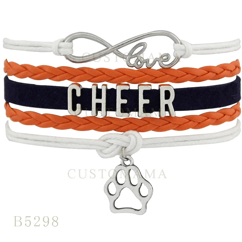 Custom Infinity Love Cheer Mom Dog Paw Charm Bracelets Gifts Bracelet