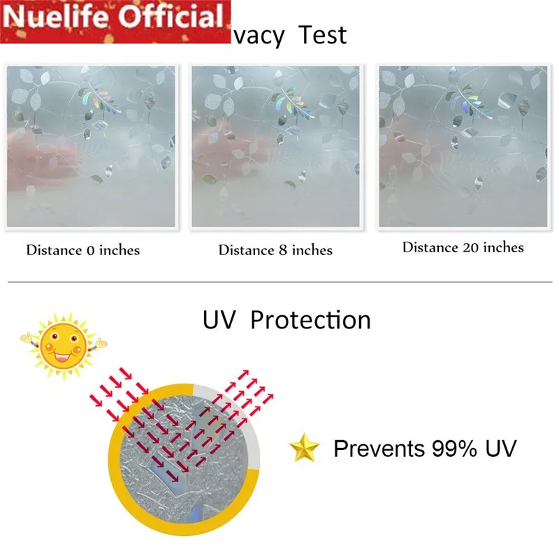 Прозрачная стеклянная пленка 45x100 см с рисунком листьев для ванной, кухни, гостиной, офиса, кофейни, спальни, балконной двери, оконной пленки