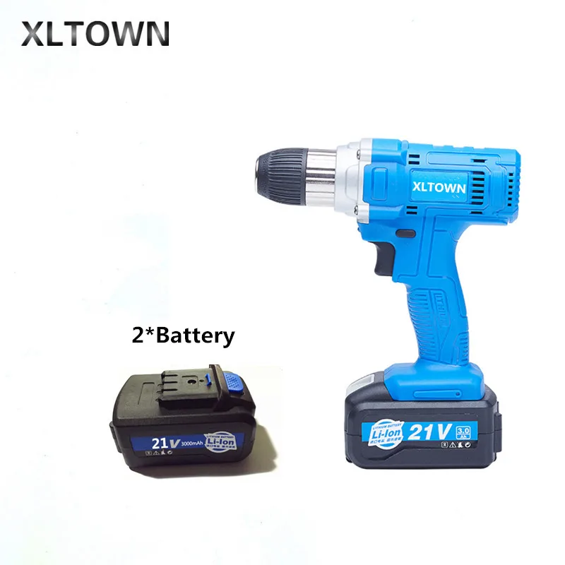 

Xltown 21v high-speed drill rechargeable lithium battery variable speed electric screwdrivers with 2battery household power tool