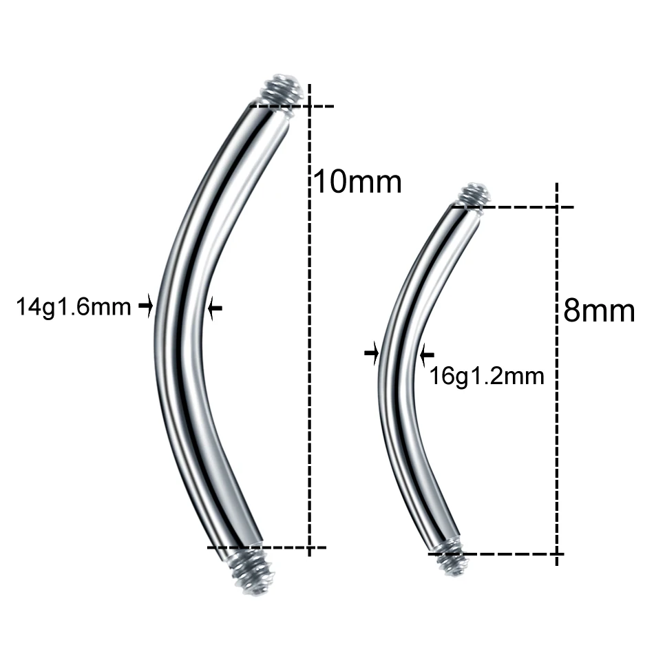 100 шт./лот, сталь, 14 г, 16 г, штанга для пирсинга живота, стержень для пирсинга пупка, Сменные аксессуары для пирсинга, ювелирные изделия для тела