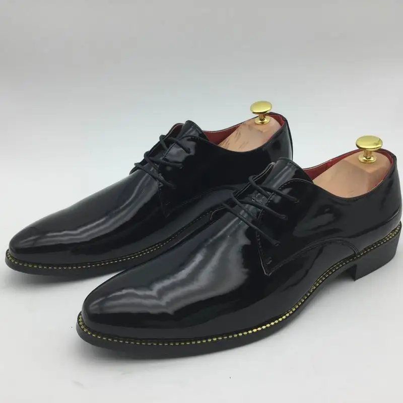 Compare Prices On Dress Shoes Black And Gold- Online Shopping/Buy ERRFC Designer Black Dress Shoes Men Fashion Forward Patent Leather Shoes Gold Side Charm Wedding Shoes - Compare Prices On Dress Shoes Black And Gold- Online Shopping/Buy
