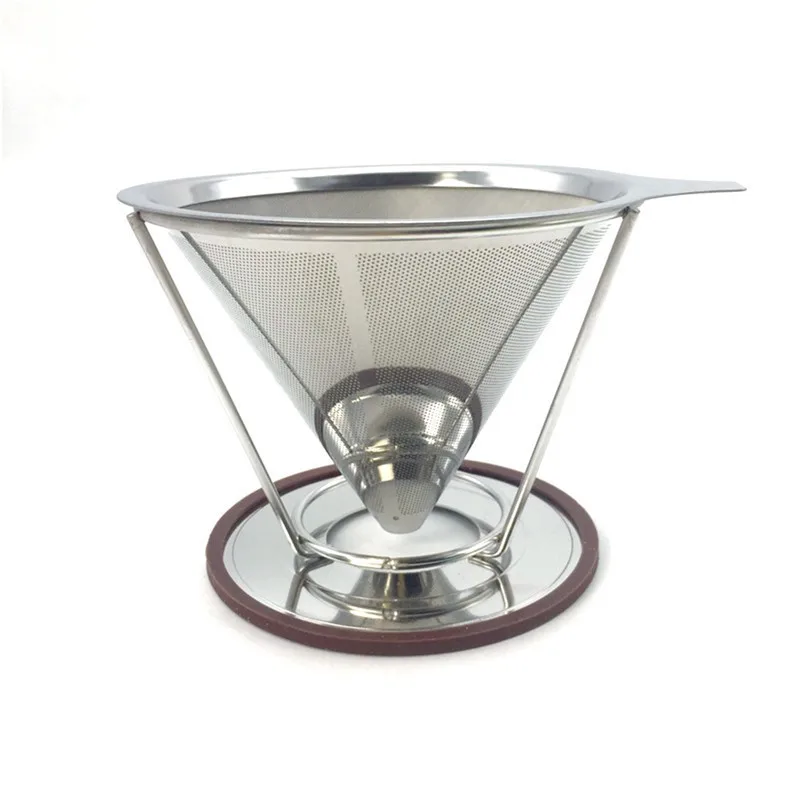 Reusable Coffee Filter Basket Set Stainless Steel Brew Drip Conical