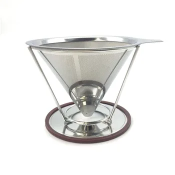 

Reusable Coffee Filter Basket Set Stainless Steel Brew Drip Conical Funnel Mesh Tea Filters Party Bar Tools