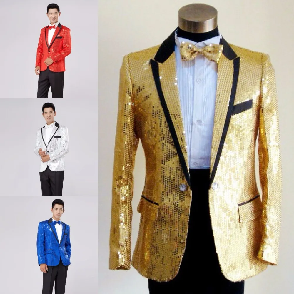 

paillette male master Sequins Dresses Stage Costumes Men terno Suit MC Host Clothing Singer Suits & Blazer show jacket outerwear