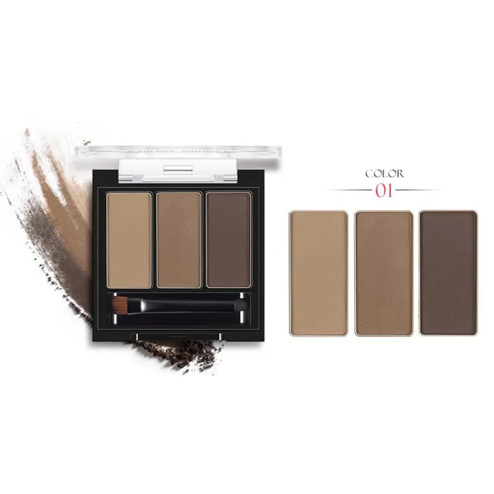 

Three-color Eyebrow Powder Palette with Double-headed Eyebrow Brush Eyebrow Makeup Waterproof Sweatproof Long-lasting