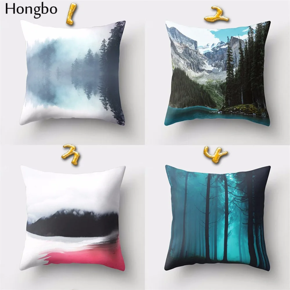 Hongbo 1 шт. цветной чехол для подушки из полиэстера с изображением горного леса|cushion