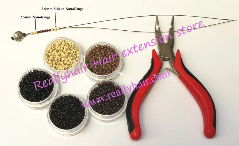 5000 шт. силиконовые нано кольца + 1 плоскогубцы с угловой головкой NanoRings hook needle для