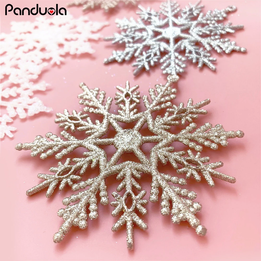 

6Pcs/Set Sparkly Glitter Snowflake Christmas Ornaments Xmas Tree Hanger Garland Making Christmas Decorations