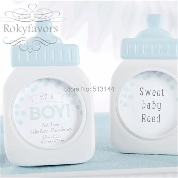 baby bottle photo frame blue