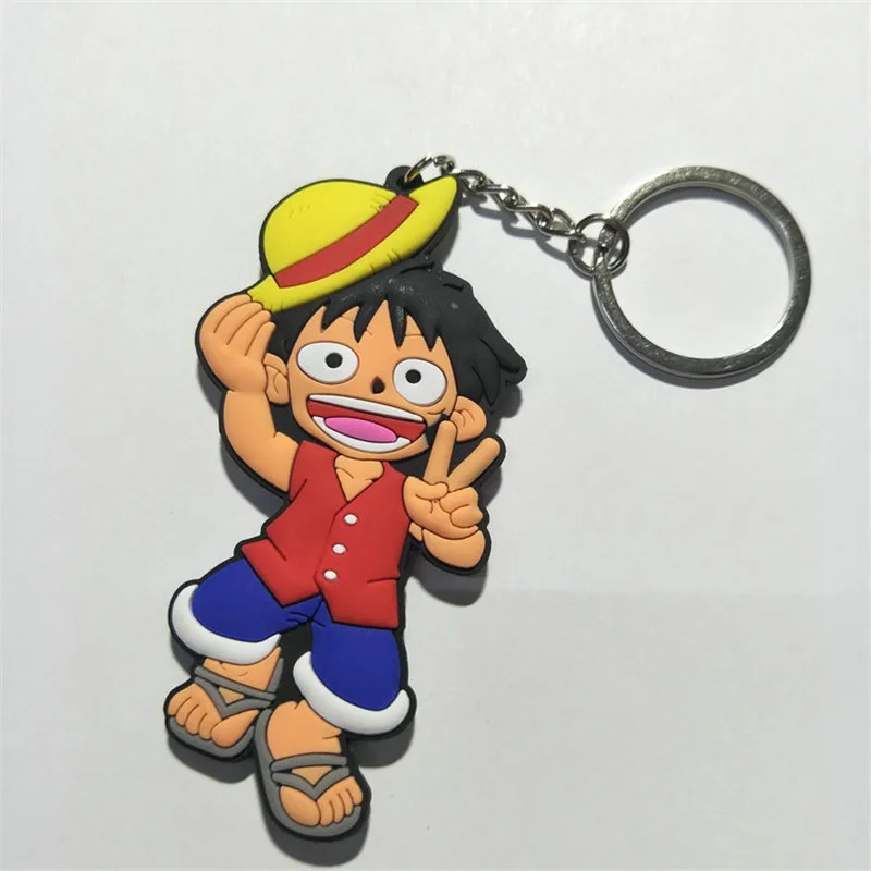 One Piece PVC Keychain Figures Toys Anime Cartoon Luffy Chopper Zoro Nico Nami  Sanji Key Bag Pendants Keyring Dolls 10pcslot (2)