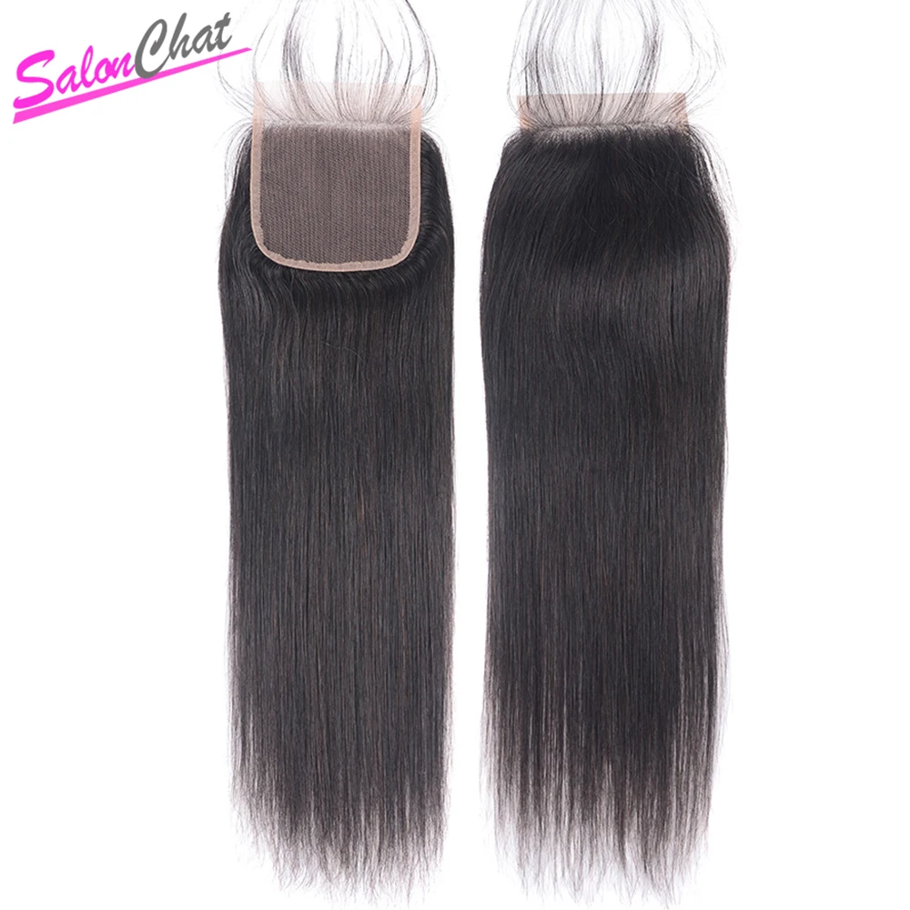

Brazilian Straight Hair Lace Closure 4*4 100% Remy Human Hair Swiss Lace Closure 8-24 Inch Pure Full Hand Tied Closure SalonChat