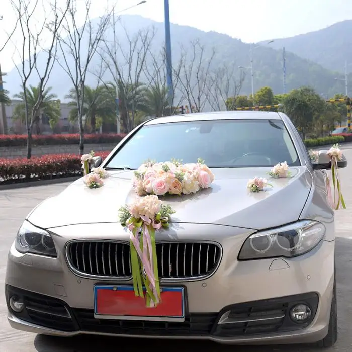 Свадебный автомобиль зеркало двери украшения цветок из шелковой ленты Свадебная вечеринка Искусственные цветы HG99