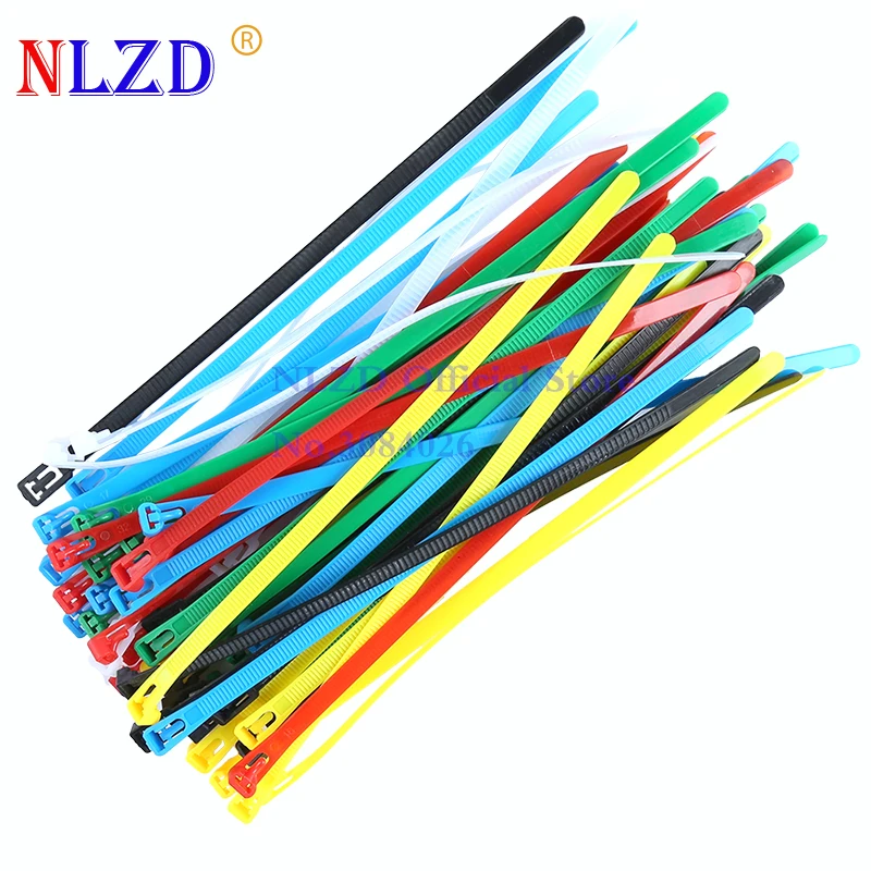 

250mm Reusable Plastic Nylon Cable ties 10inches Computer Cable Wire loop tie 100pcs releasable black Zip Tie can be loosen