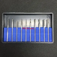 10PCS Tungsten Steel Dental Burs Lab Burrs Tooth Drill Polishing Tool