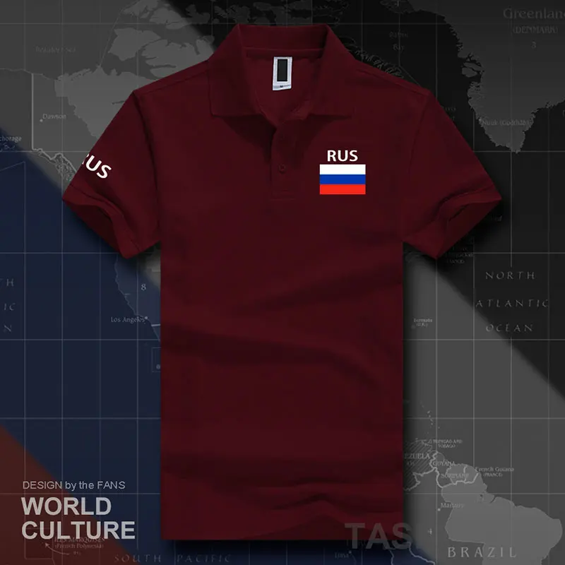 Россия рубашки поло мужские с коротким рукавом белые бренды с принтом для страны хлопок Национальный флаг России - Цвет: polo-Maroon