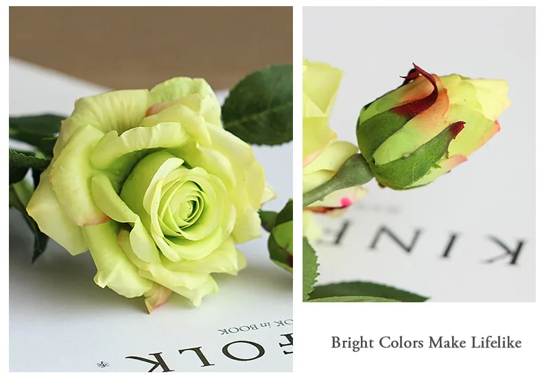 3 roses artificial flowers wedding bouquet home decor